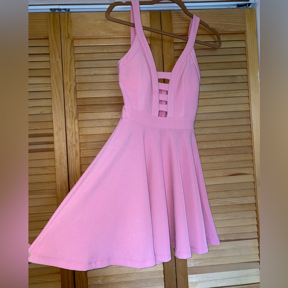 NWT Pink short dress, with strappy cut outs size Small